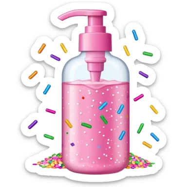 Pink shower gel light pink bottle with sprinkles and confeti on the bottle  sticker