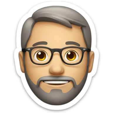 Round face European male that has little hair, a beard and glasses sticker