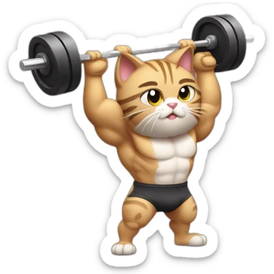 Bodybuilder cat pumping iron  sticker