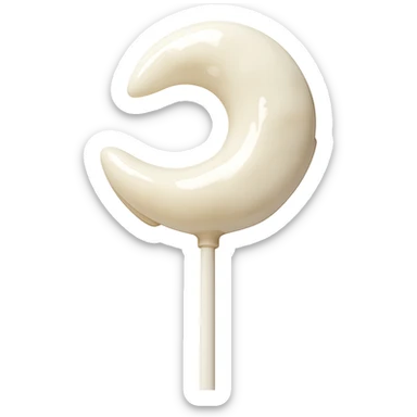 Remove the background, keep only the realistic crescent moon-shaped white lollipop in photorealistic style with transparent background. sticker