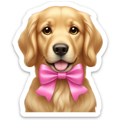 Golden retriever with pink bow sticker