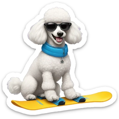 Poodle on snowboard  sticker