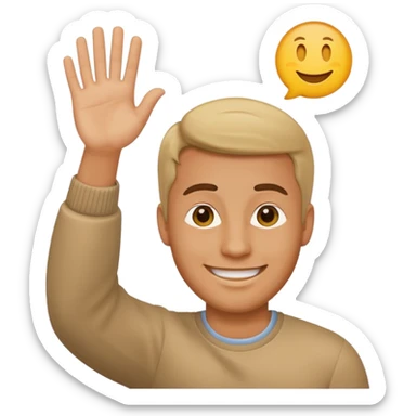 caucasian man waving, emoji style sticker