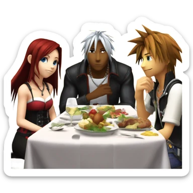 sora riku and kairi from kingdom hearts at the final supper sticker