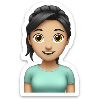 A smiling girl with a black ponytail sticker