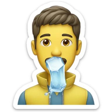 Man licking ice lemon sticker