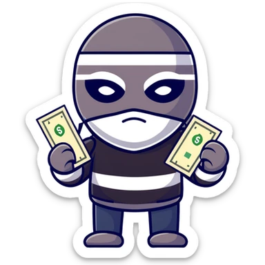 robber with money sign bag sticker