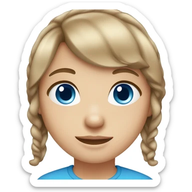 girl with light brown hair, blue eyes and fair skin and bangs  sticker