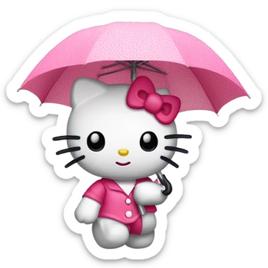 Hello kitty holding an umbrella sticker