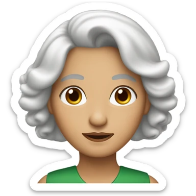 mujer blanca de 60 años con el pelo castaño corto y ojos verdes sticker