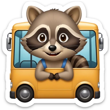 Raccoon bus boy mischievous  sticker