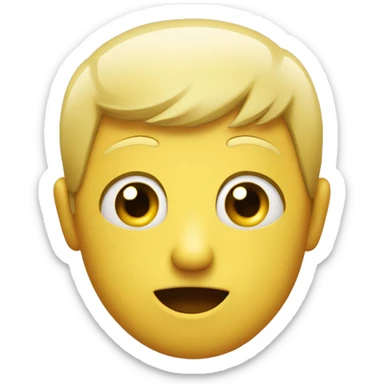 A regular yellow emoji but he have one eyebrow raised with one eye bigger than the other like a confused face sticker
