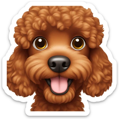Small red brown poodle toy paw on face sticker