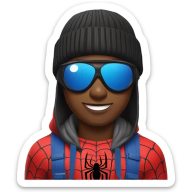 Black boy with spider man beanie with clout-goggles sticker