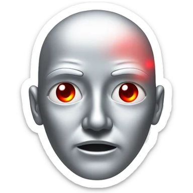 A silver human head with red laser beam coming out of eyes  sticker