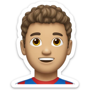 Niño con pelo castaño corto con flequillo y equipación de fútbol del recreativo de huelva sticker