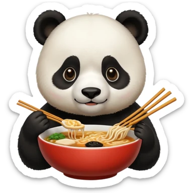 cute hungry panda eating ramen  sticker