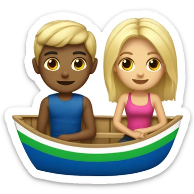 Mexican girl and blonde boy in small boat sticker