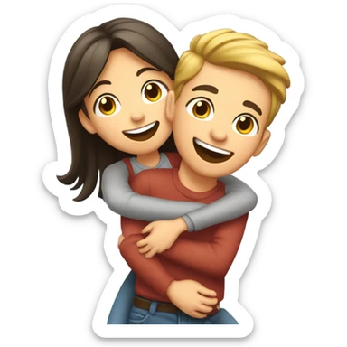 A girl piggybacking boy  sticker