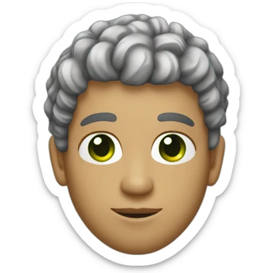 programmer with curly fade haircut green eyes sticker