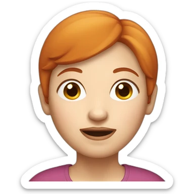 A grandmother with white skin, round face and short red hair sticker