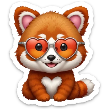red Panda with heart glasses sticker