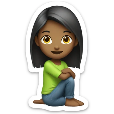 Girl kneeling wearing a lime green shirt  sticker