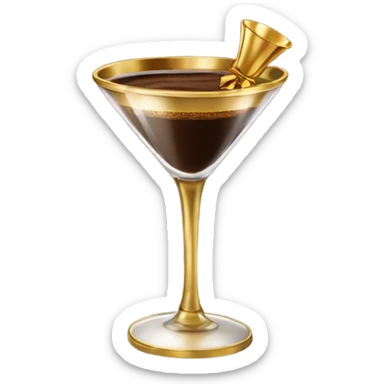 gold rimmed espresso martini glass with gold bow sticker