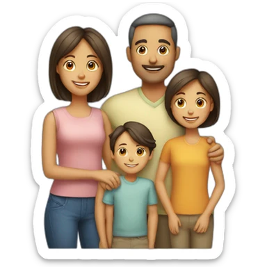 Family with father, mother, boy, girl sticker