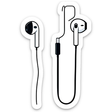White Apple EarPods with cord and microphone sticker