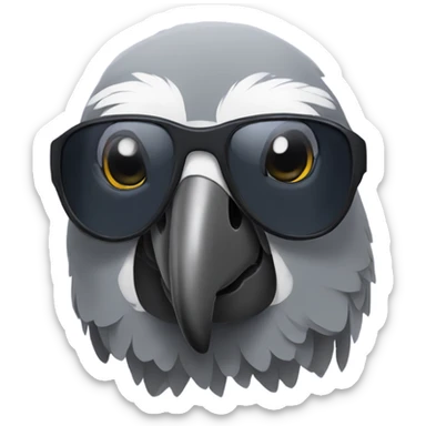 African grey parrot with sunglasses on sticker