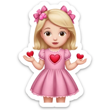 baby girl with valentines day decor sticker