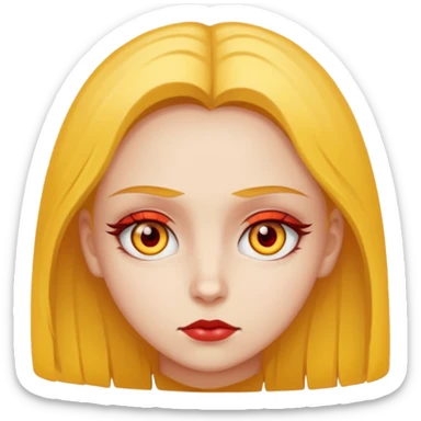 A girl with yellow eye and with An red eye and half smart  sticker