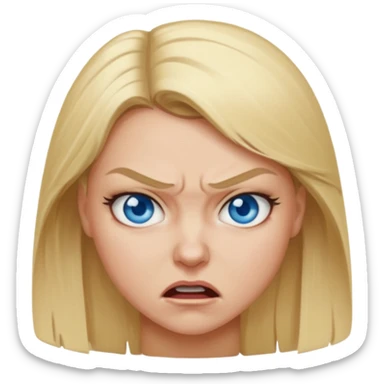 Angry woman blonde hair blue eyes sticker