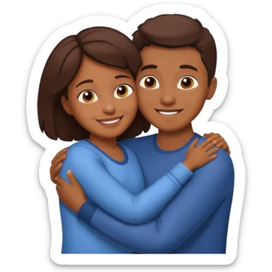 Mom and son hugging brownskin sticker