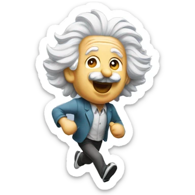 albert einstein happy listening music and running sticker
