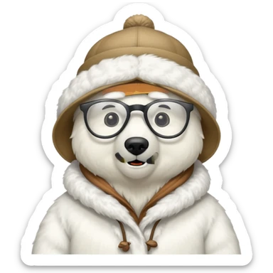  polar bear wearing glasses and a hat sticker
