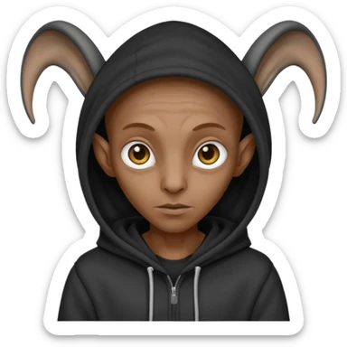 Aliens Dark grey, hoodie, long big ears sticker