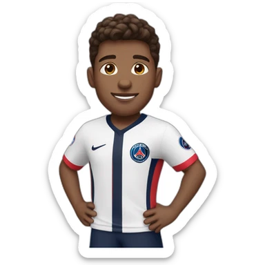boy with brown hair a nice haircut AirPods and a psg jersey sticker