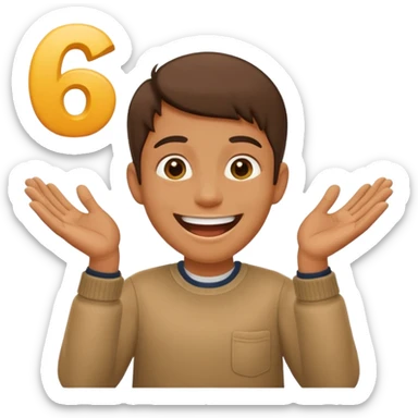 Emoji hold the word 67 in the hands and laugh sticker