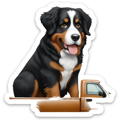Bernese Mountain Dog on a Pickup Truck sticker