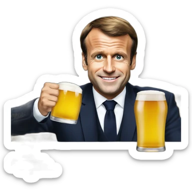 Emmanuel Macron en train de boire une bière sticker