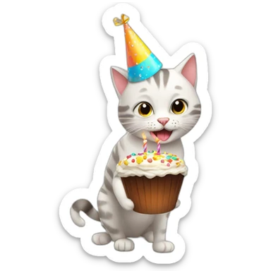 happy birthday funny cat sticker