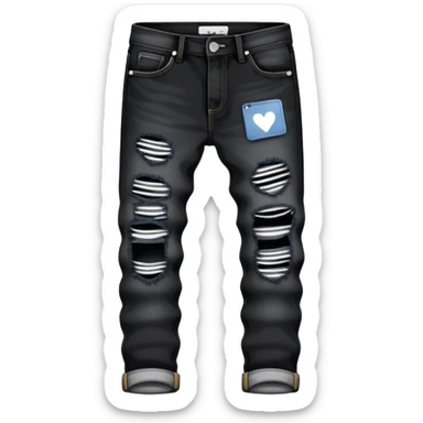 Black ripped jeans with white tag in back sticker