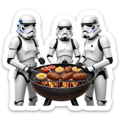 Stormtroopers enjoying a bbq and talking to hot Star Wars girls sticker
