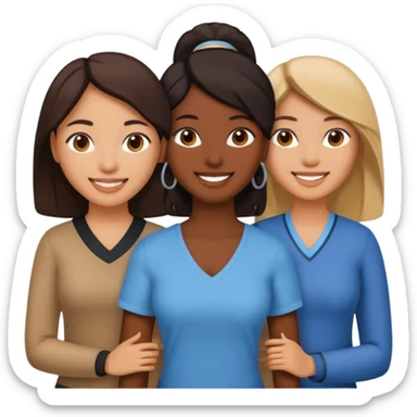 a group of 3 women, one is black, one is asian, one is indian sticker