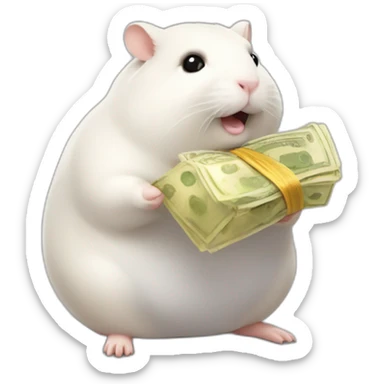 Fat hamster offering pack of money   sticker