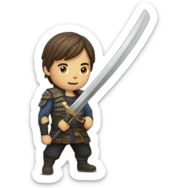 une personne en gillet qui tien un katana sticker