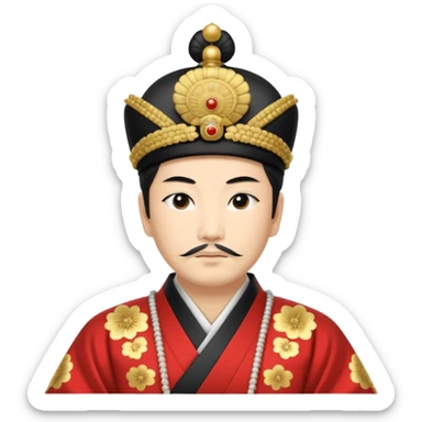 Japanese emperor, Edo period, wearing ceremonial ho and kanmuri, regal pose sticker