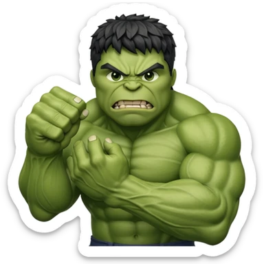 big muscular green cool hulks fist with  4 fingers sticker